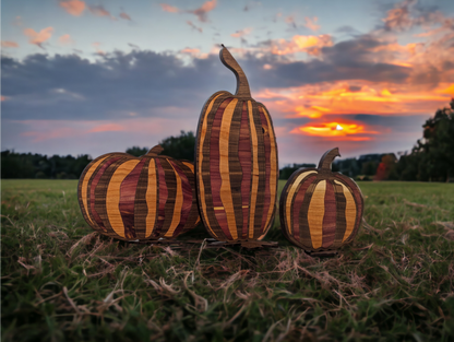 Set of 3 Woodgrain Pumpkins