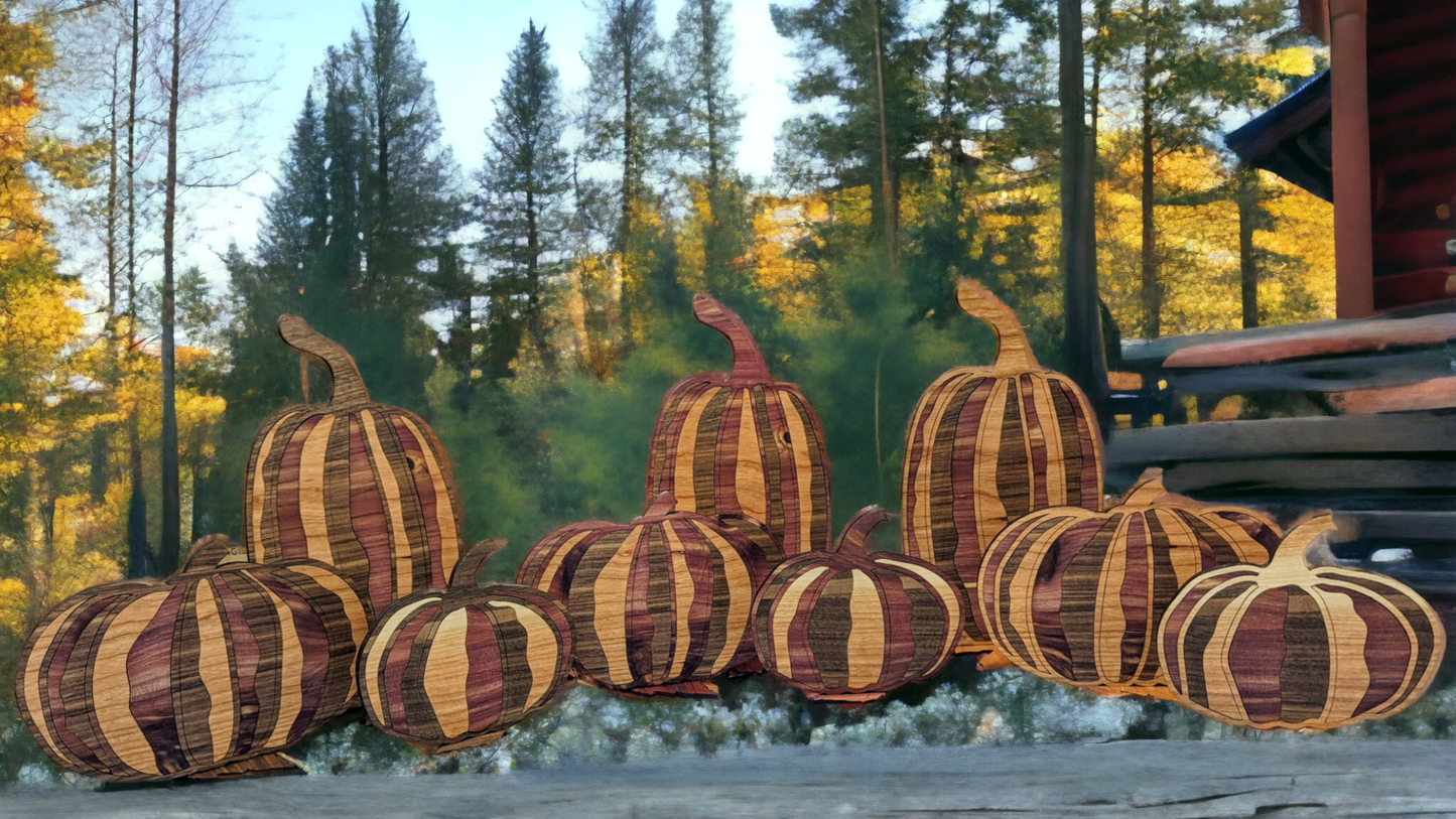 Set of 3 Woodgrain Pumpkins