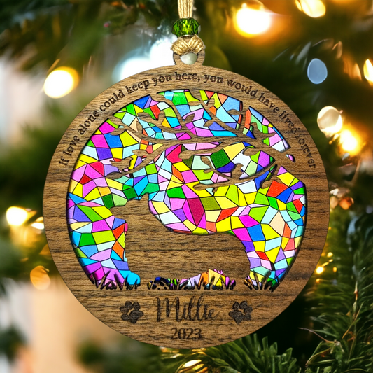 Custom 5" diameter ornament, "Millie 2023"