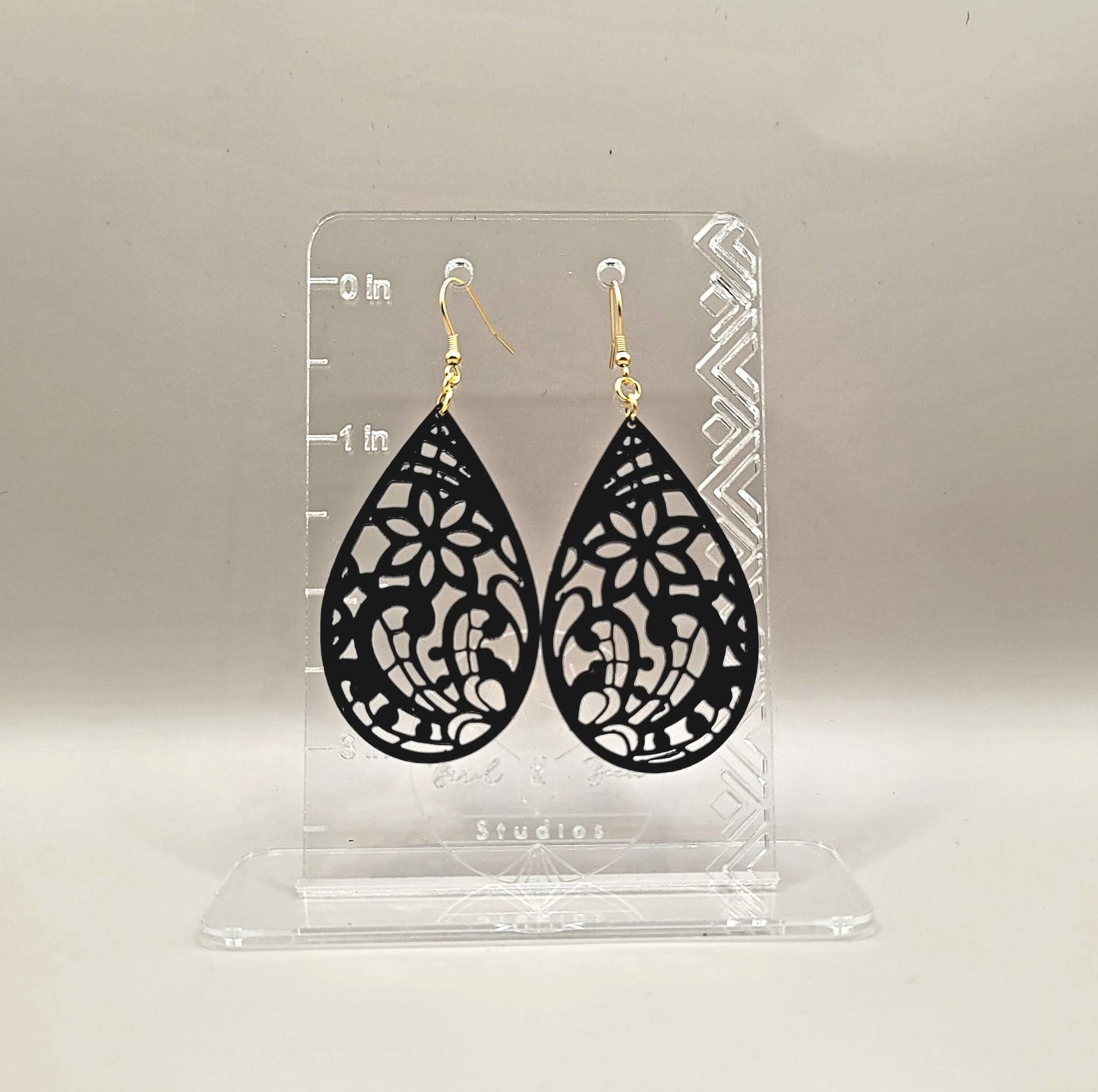 Black Lace Earrings - available in gold and silver