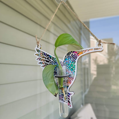 Faux Stained Glass Hummingbird Propagation Station