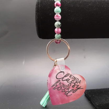 Wristlet Key Chain Bracelet - Synthetic Stones