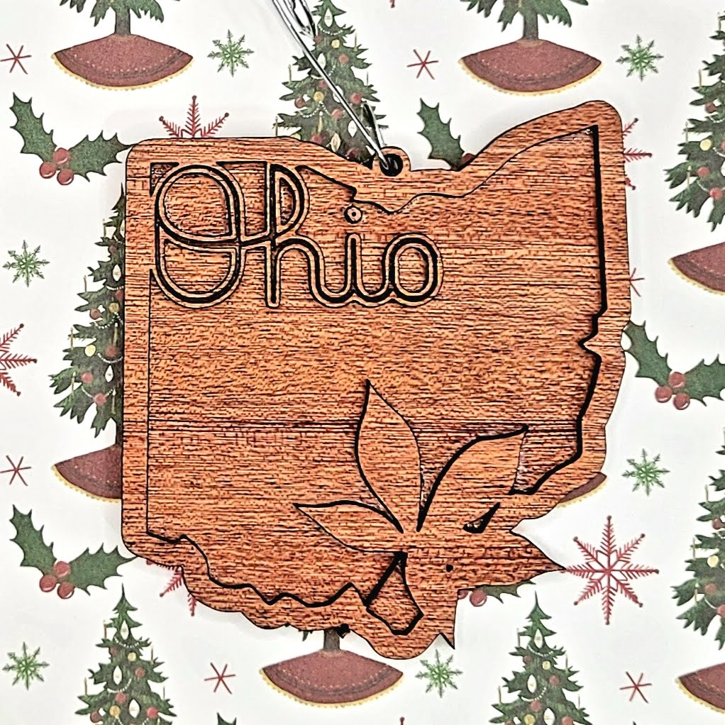 Ohio Christmas Ornament Sapele