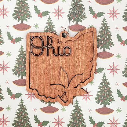 Ohio Christmas Ornament Sapele
