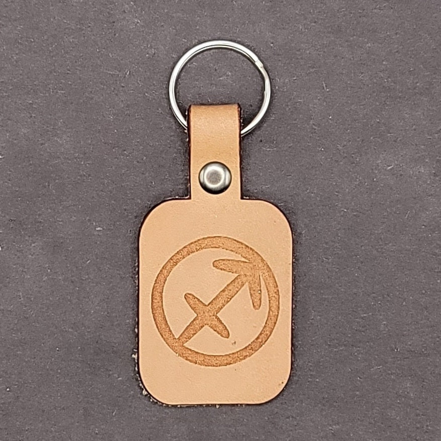 Sagittarius leather keychain