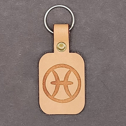 Pisces leather keychain
