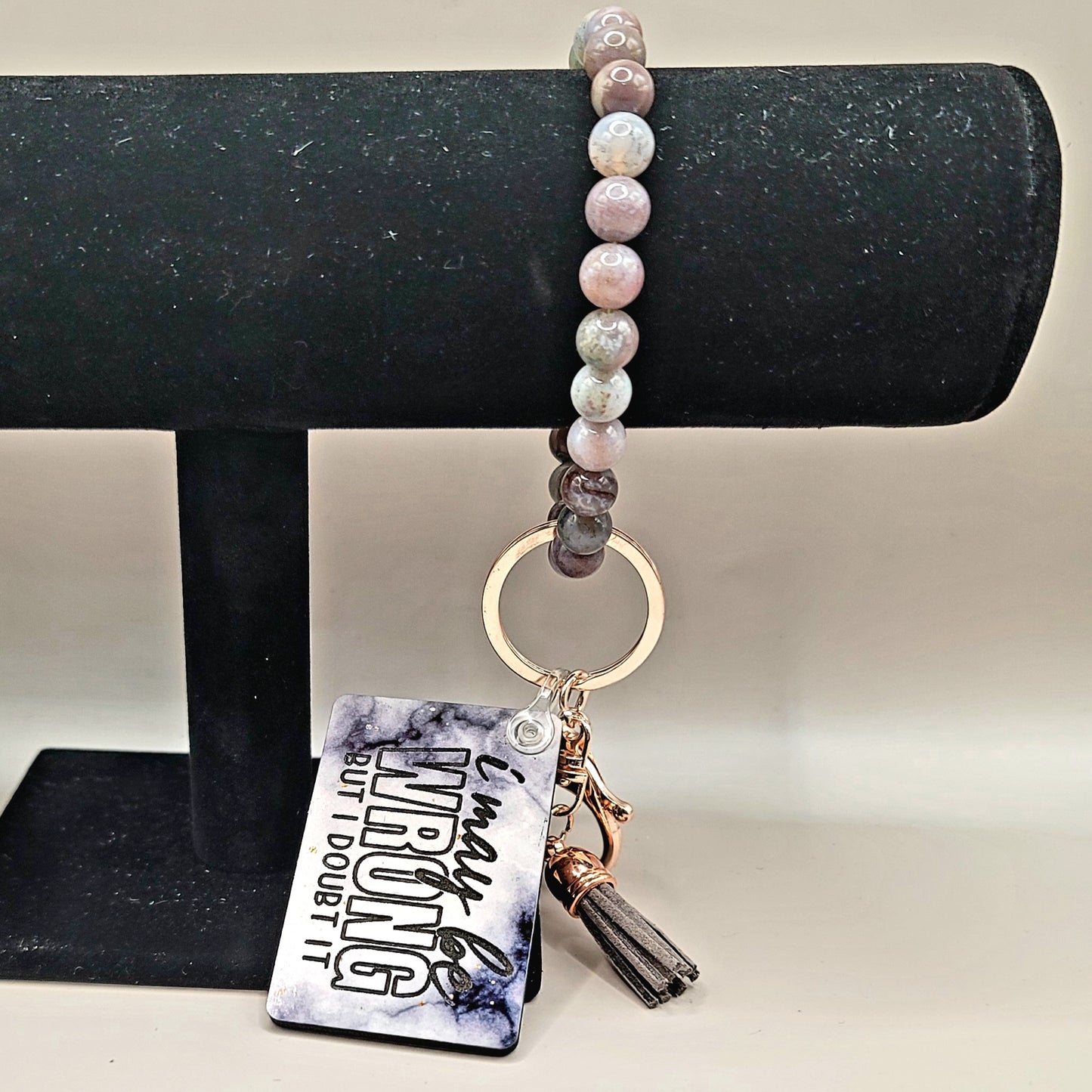 Wristlet Key Chain Bracelet - Semi-Precious Stones
