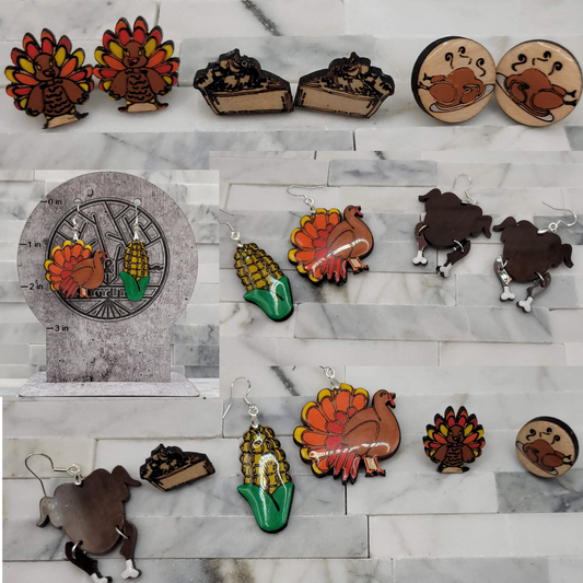 Boucles d'oreilles sur le thème de Thanksgiving avec tiges/crochets en argent sterling
