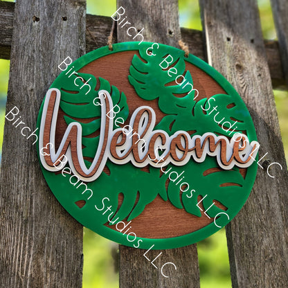 Welcome - Welcome Home Monstera Leaf Sign- DIGITAL FILE ONLY
